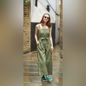 Uniqlo Linen Blend Wide Leg Jumpsuit SZ M